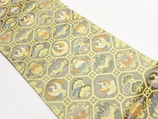 JAPANESE FUKURO OBI / WOVEN CRANE & PINE